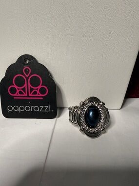 paparazzi Silver-Tone Ring with Deep Blue Oval Stone